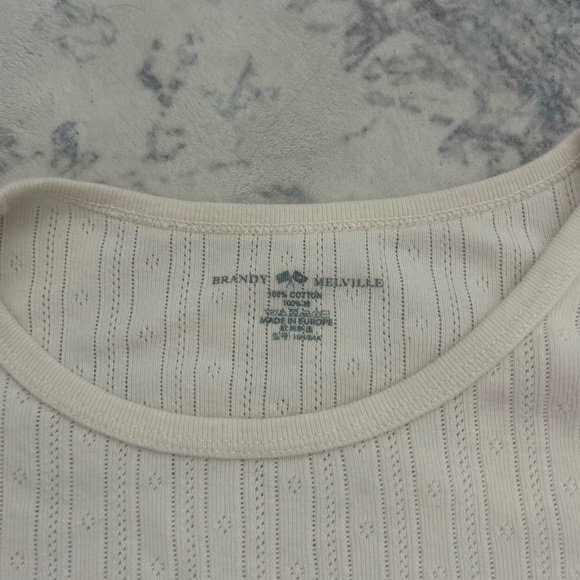 Brandy Melville Ashlyn Pointelle Eyelet Top in Cream - Picture 2 of 2